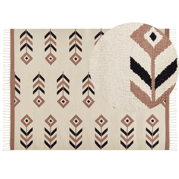 Teppich NIAVAN Beige 160 x 230 cm Baumwolle Kelim