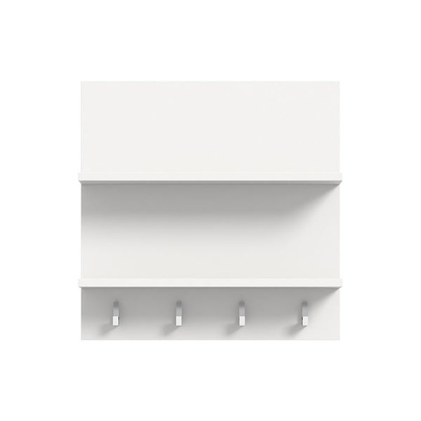 ProjektX Wandgarderobe 4 Haken 2 Regale weiß Hochglanz. 52 X 15 X 52 cm