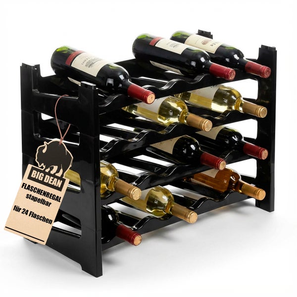 Schwarzes Weinregal für 24 Flaschen