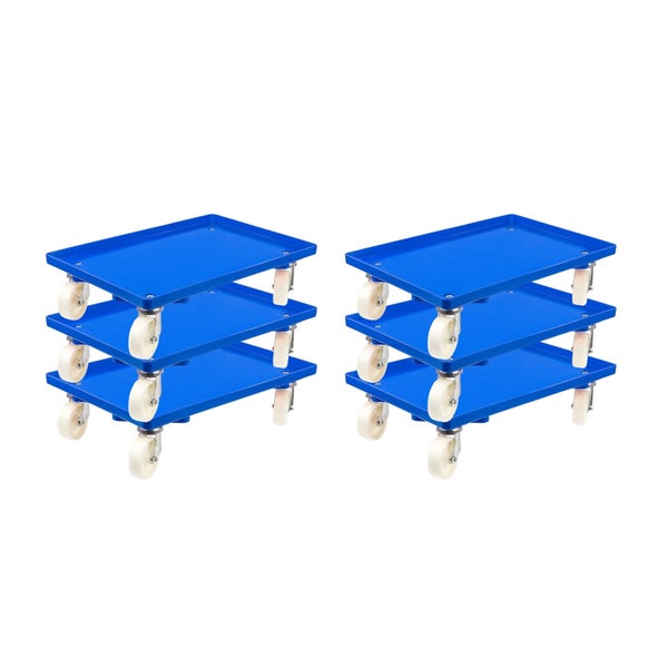 PROREGAL Transportroller für Euroboxen 60 x 40 cm mit Kunststoffräder Blau Geschlossenes Deck 4 Lenkrollen Traglast 300 kg