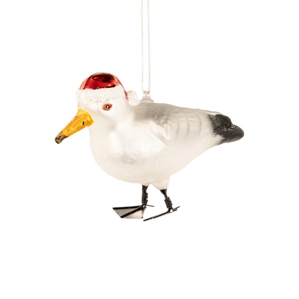 Weihnachtlicher Deko-Anhänger Möwe mit roter Mütze