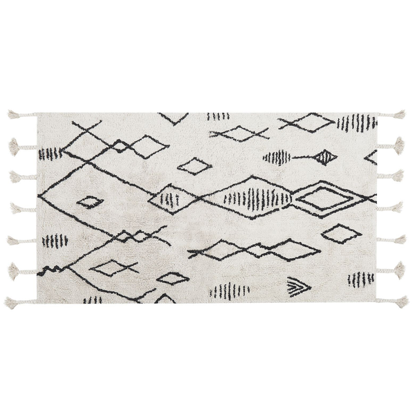 Teppich KEBIR Cremeweiß 80 x 150 cm Baumwolle