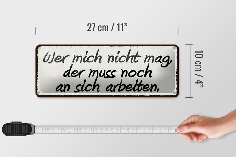 Blechschild Spruch 27x10cm wer mich nicht mag der muss noch Dekoration