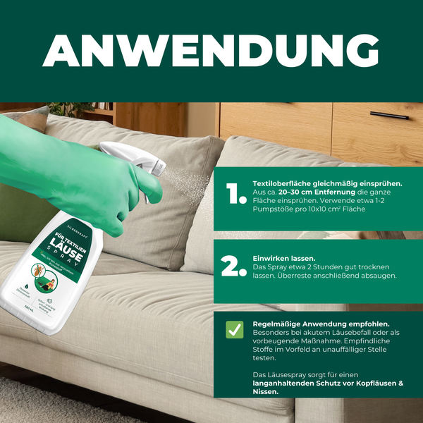 Silberkraft Läusespray 500 ml, Läuse-Ex-Spray, Textilien schützen, Kopfläuse vorbeugen, Umgebungsspray gegen Läuse, effektives Abwehrspray gegen Nissen