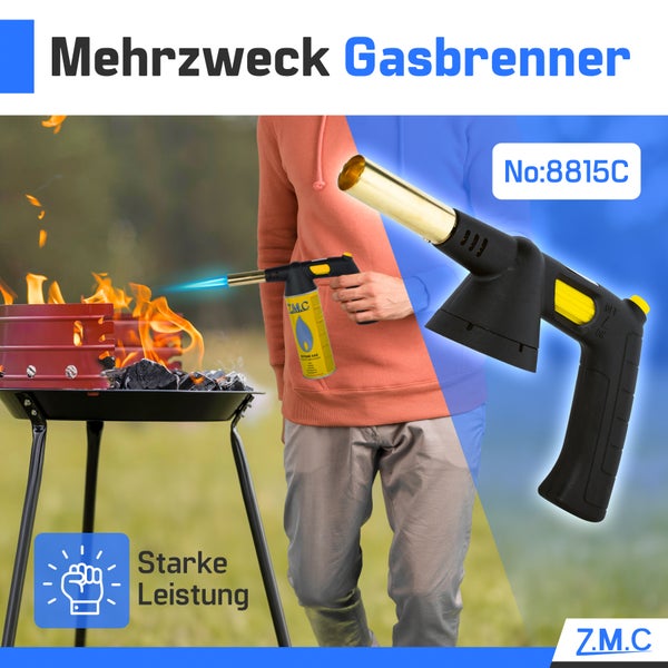 Lötbrenner Gasanzünder Gasbrenner Bunsenbrenner Lötlampe + 8x Gaskartuschen 227g MSF-1a mit Piezozündung Gasbrenneraufsatz Flambierbrenner Flammspritzpistole Lötpistole für BBQ,Kochen,Camping,Löten