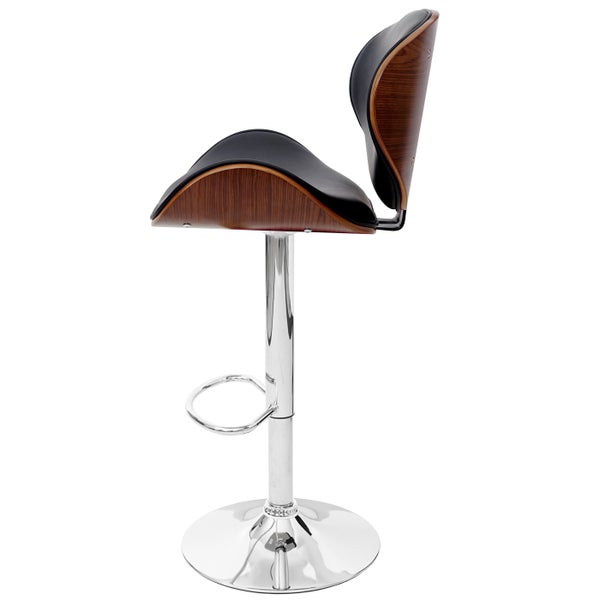 Barhocker mit Rückenlehne, Kunstlederbezug und Chromfuß