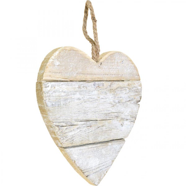 Herzförmige Holzdekoration mit Kordelaufhängung