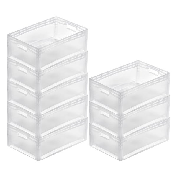 PROREGAL SuperSparSet 8x Transparenter Eurobehälter LightLine mit Offenem Griff HxBxT22 x 40 x 60 cm 4,6 Liter Eurobox Transportbox