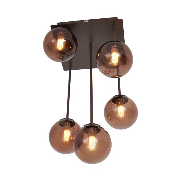 Deckenleuchte mit fünf Leuchten in Kugelform