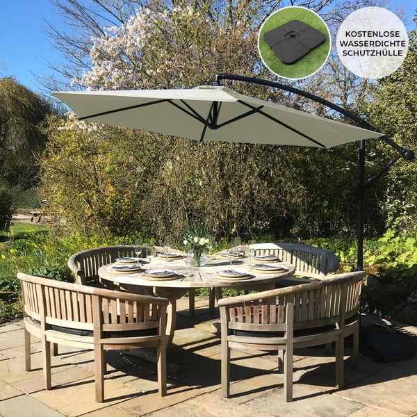 Sonnenschirm mit quadratischem Sockel - Creme