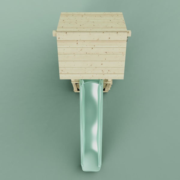 Holzspielhaus mit Rutsche für den Garten