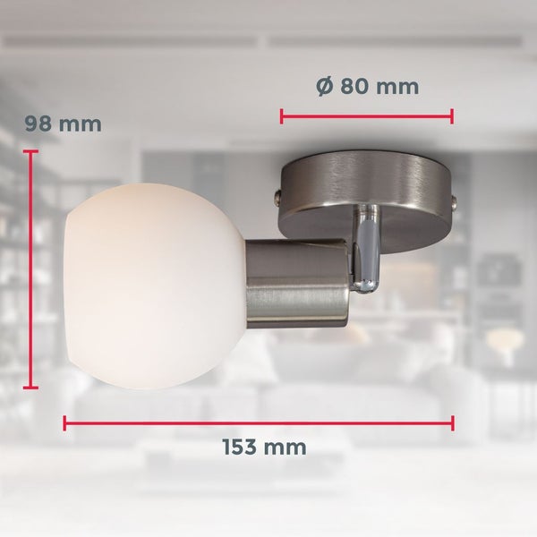 Wandleuchte - 5W, 470lm, LED, schwenkbar, Glas, warmweiß, matt-nickel