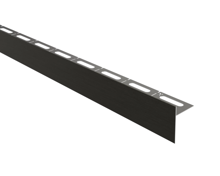 Fliesenschiene L-Profil aus Aluminium in Schwarz mit Stanzung zur Befestigung