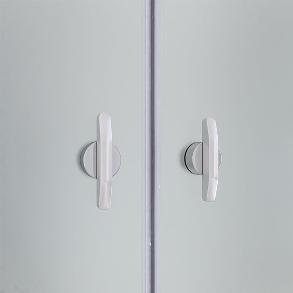Home Deluxe - Duschabtrennung LAVEA - Milchglas - Maße: 85 x 195 cm - 6 mm nanobeschichtetes Sicherheitsglas, inkl. Scharniere und Montagematerial I - Duschtür Pendeltür Duschtrennwand Nischentür