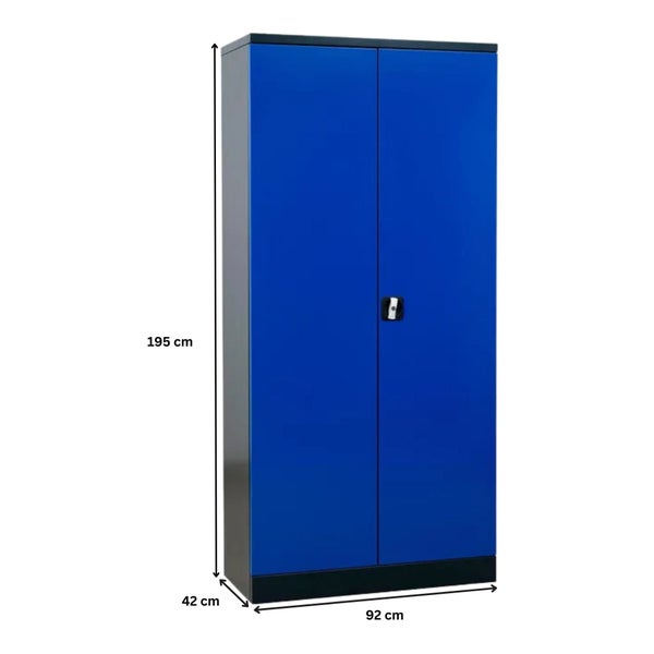 PROREGAL Stahlschrank Bee 8 Fachböden HxBxT 195 x 92 x 42 cm Verzinktes Fachbodenmaterial Anthrazit & Blau