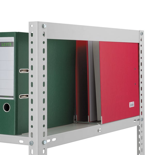 PROREGAL Aktenregal Schraubsystem Grundregal HxBxT 220 x 100 x 60 cm 6 Ebenen Fachlast 90 kg Ohne Deckboden Beidseitig Nutzbar Lichtgrau
