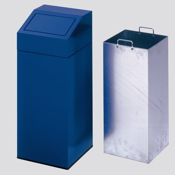 PROREGAL Selbstlöschender Wertstoffsammler Papier 82 Liter HxBxT 89 x 38 x 38 cm Verzinkter Stahl Blau