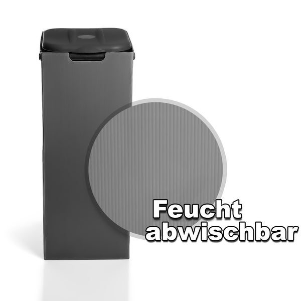BigDean Müllsackständer Schwarz 80L mit Sichtschutz - passend für den Gelben Sack + andere Müllsäcke - Müllsackhalter Mülleimer Müllbeutelständer - Feucht abwischbar - Made in Europe