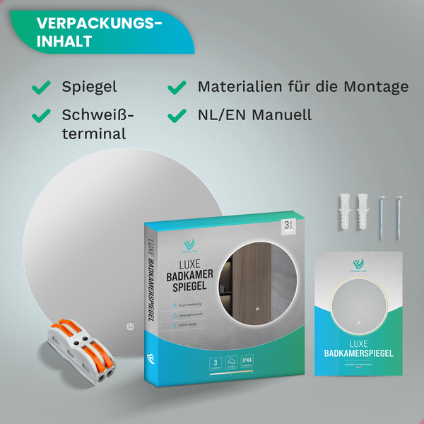 Mirlux Badezimmerspiegel mit Beleuchtung & Heizung, Wandspiegel rund Anti Kondensations 60CM