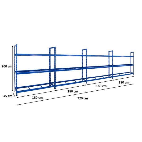 PROREGAL Mega Deal 4x Reifenregal Tiger XL HxBxT 200 x 180 x 45 cm Bis Zu 84 Reifen Blau