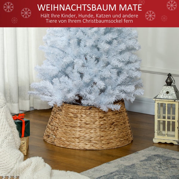 HOMCOM Weihnachtsbaumrock Ø 60 cm Weihnachtsbaum Kragen aus Wasserhyazinthe, Weihnachtsbaumkorb für Party, Weihnachten, Natur