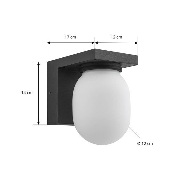 Lucande Wandleuchte außen Ovaali (Modern) in Schwarz aus Aluminium (1 flammig, E27) - Außenwandleuchten Wandlampe Led Außenlampe Outdoor für Außenwand/Hauswand Haus Terrasse & Balkon