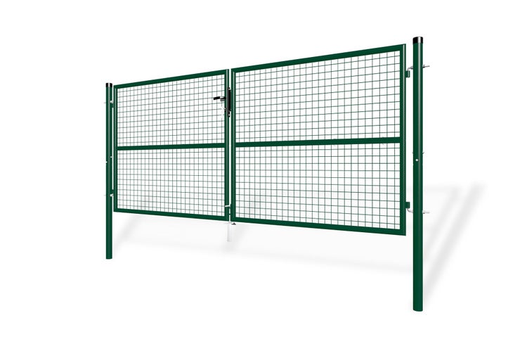 OLGA Doppelflügeltor für Stabmattenzaun 3m  Breite 306 x Höhe 131 cm  Moosgrün, inkl. Griff, Schloss und Schlüssel I Gartenpforte Einfahrtstor Hoftür