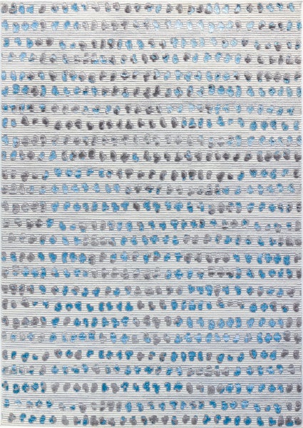 Skandinavischer Teppich mit Punkten - Elfenbein/Blau/Grau - 200x275cm - VALKIRIA