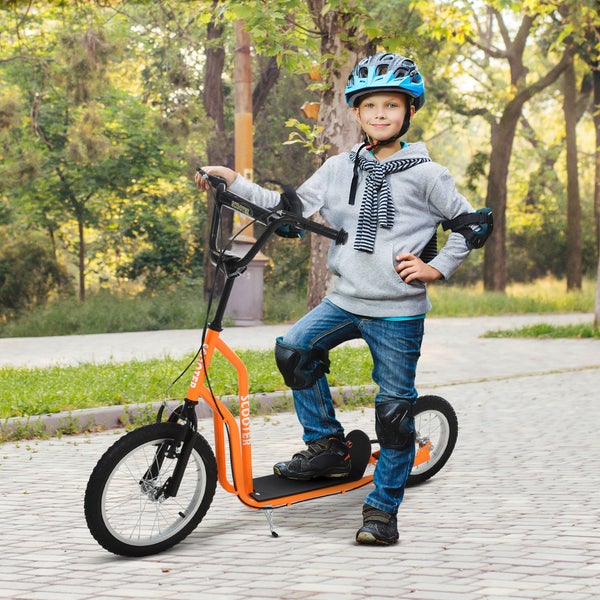 HOMCOM Kinderroller, 135L x 58B x 88-94H cm, Stahl, Aluminium, Gummi, Orange