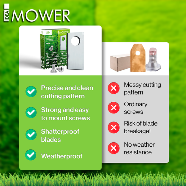 Messer für Rasenmäher mit Schrauben und Vergleich von Produkteigenschaften