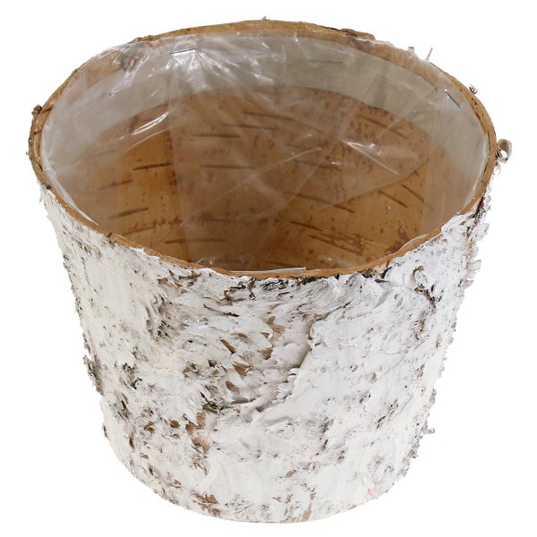 Blumentopf aus Birkenrinde mit Kunststoffeinsatz