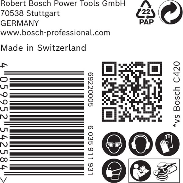 Bosch 50x Expert C470 Schleifpapier mit 6 Löchern für Exzenterschleifer 150 mm G 100 - 2608900920