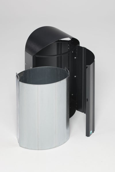 PROREGAL Robuster Standabfallsammler Mit Schutzdach Für Aussenbereich 50 Liter HxBxT 80 x 48 x 35 cm Verzinkter pulverbeschichteter Stahl Antik Silber