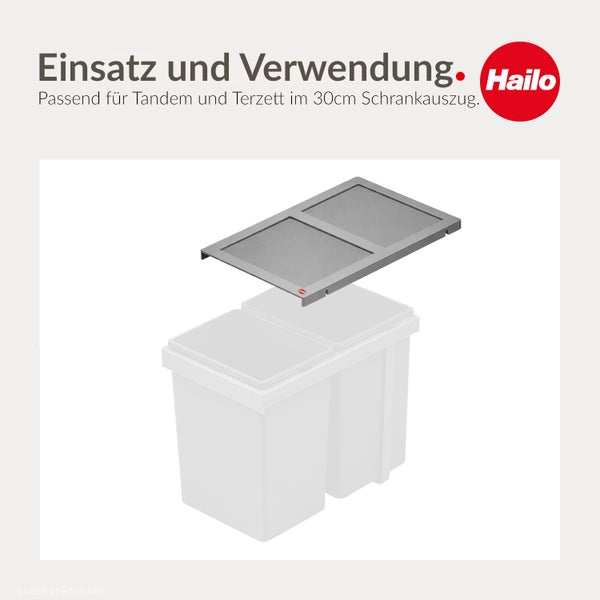 Hailo Systemdeckel für Tandem und Terzett Abfalltrennsysteme passend für 30 Zentimeter Schrankauszug