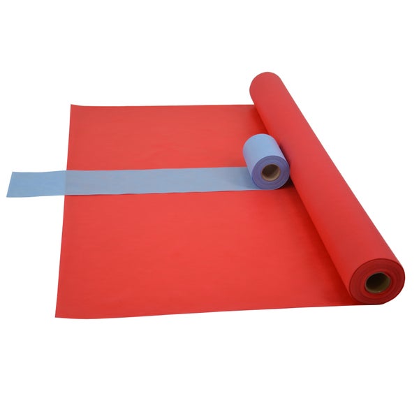 Sensalux Kombi-Set 1 Tischdeckenrolle 1m x 25m rot + Tischläufer 15cm hellblau