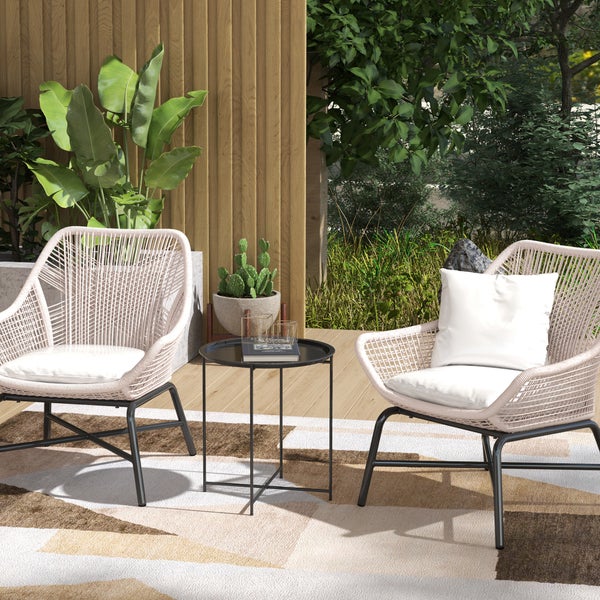 Outsunny Beistelltisch klappbar Gartentisch Ø46 x 50 cm Rund wetterfest Balkontisch mit klappbar Tischbeine Campingtisch Klapptisch Kaffeetisch für Wohnzimmer Büro Outdoor Indoor Schwarz