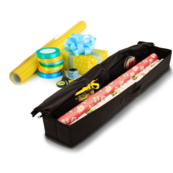 BigDean Geschenkpapier Aufbewahrung Geschenkpapier Organizer Aufbewahrungstasche Geschenkpapier Aufbewahrung Geschenkpapierrollen – mit 2 Netztaschen + verstärkter Boden und Seitenwände