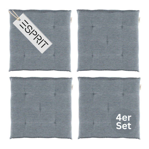 Esprit Sitzkissen Vierer Set mit Streifenmuster und Punktsteppung.