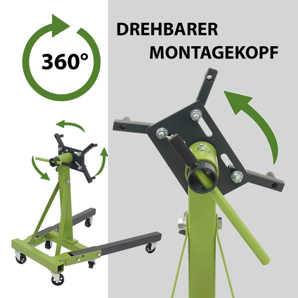 Motormontageständer mit drehbarem Montagekopf und 360 Grad Drehung