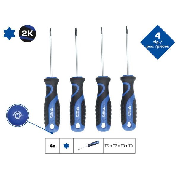 Brilliant Tools Schraubendreher Set, 4-teilig, Torx Profil in Verpackung