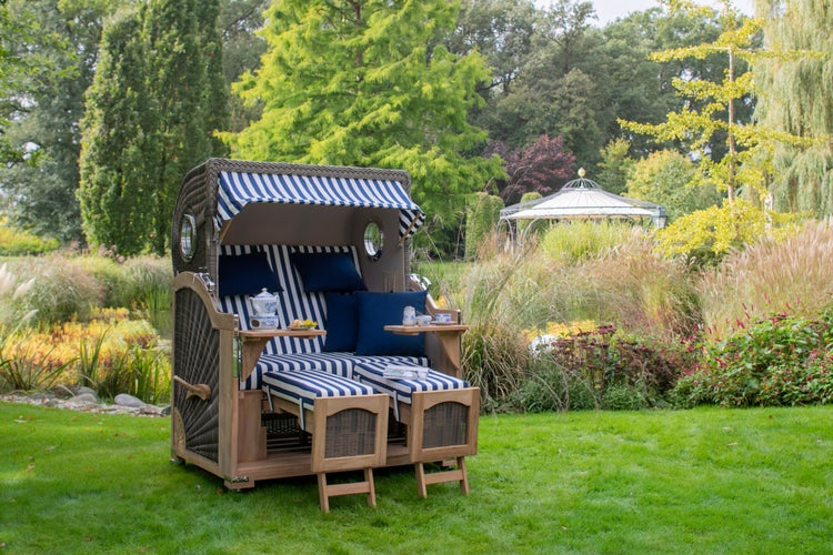 Strandkorb Rantum Grande Teak PE grey Dessin 518
