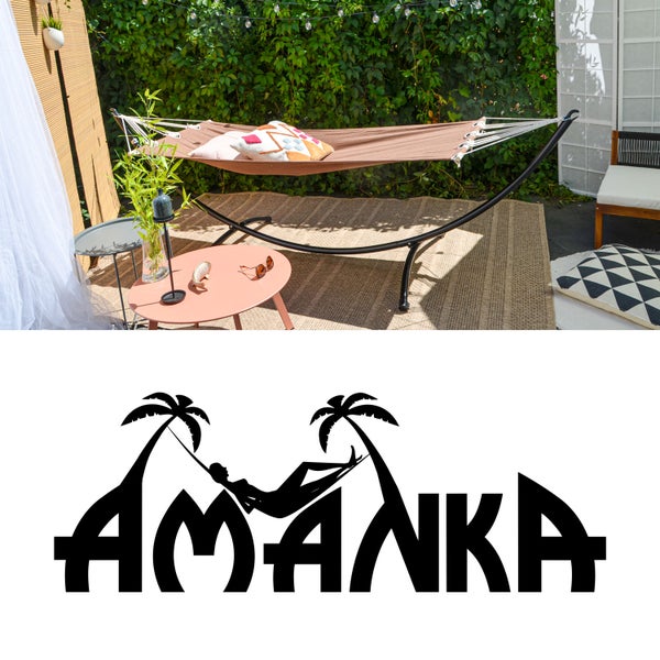 AMANKA Hängematte mit Gestell - 300x100 Garten Liege - Outdoor Indoor Hängemattengestell aus Metall