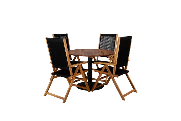 Cot Gartenset Tisch Ø100cm und 4 Stühle Little John schwarz, natur.