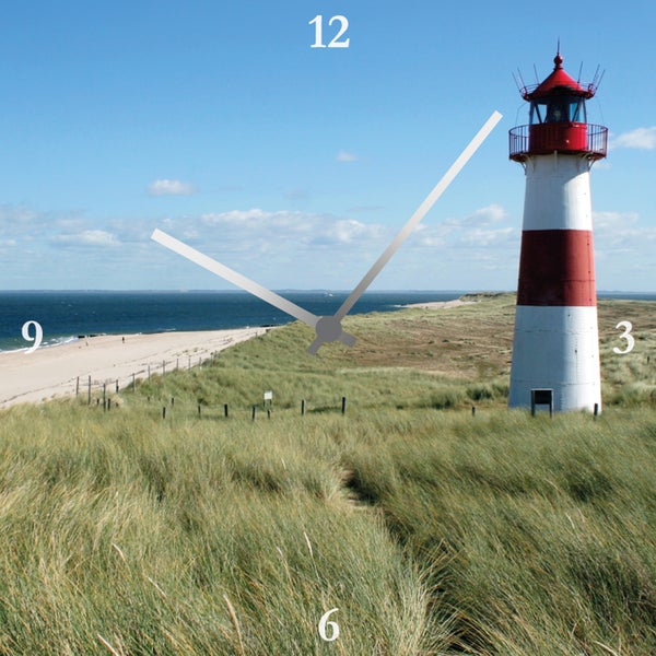 Wanduhr | Uhr | Dünen | Sylt | Strand | Urlaub | Meer | Leuchtturm | Acrylglas | CL0239_Sylt 30x30cm