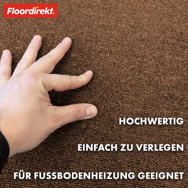 FLOORDIREKT Teppichfliese Moscow - Selbstliegend - 50 x 50 cm - Beige