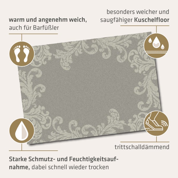 Akzente Feel Badematte mit Motiv in Grau Fußmatte 70 x 100 cm, rutschfest, saugfähig