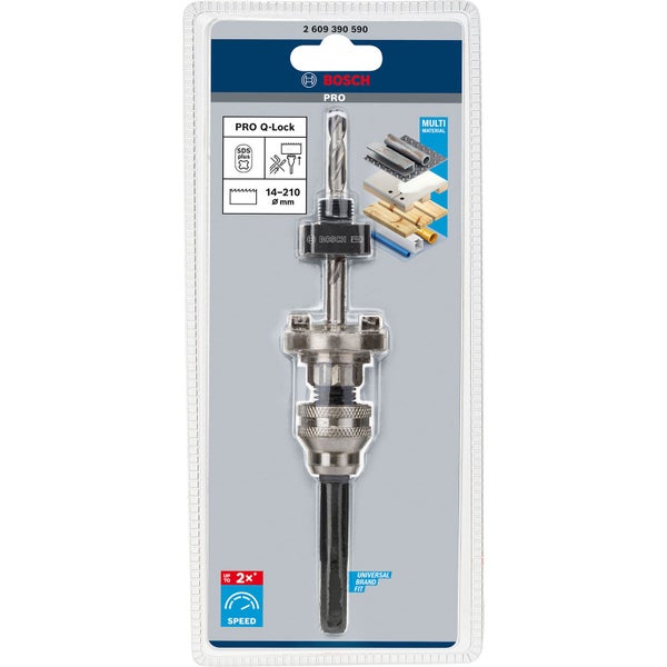 Bosch Pro Q-Lock Bohrer mit SDS plus Aufnahme und einem Durchmesser von 14 bis 210 Millimeter in Verpackung