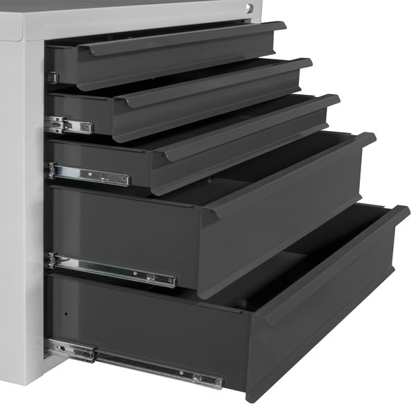 PROREGAL Schubladenschrank Kobra mit 5 Schubladen | HxBxT 60x70x43,5cm | Lichtgrau/Anthrazitgrau | Schubladenbox, Werkzeugschublade