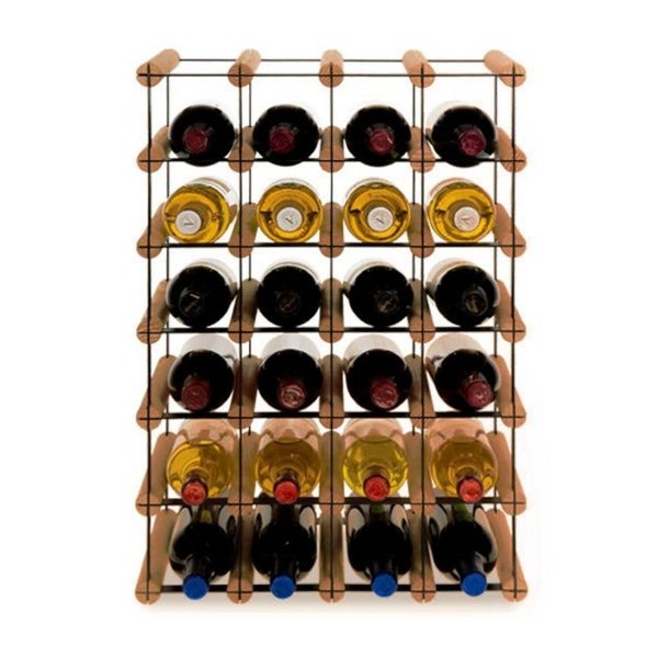 PROREGAL Modulares Weinregal Vinotega Mod Metal HxBxT 62,5 x 42,5 x 24,5 cm 4 x 6 Flaschen Massives Kiefernholz Braun Geölt