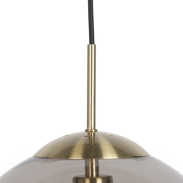 Moderne Hängelampe aus Messing mit Rauchglas 30 cm - Ball